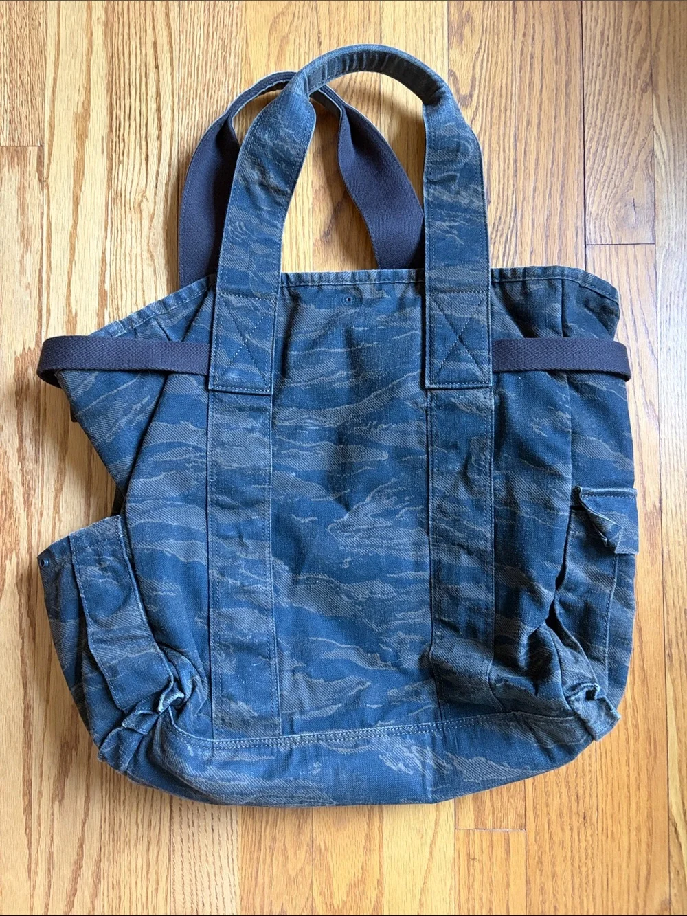 Vintage Yoshida & Co. Camo Canvas Tote-Backpack with Yellow Accent